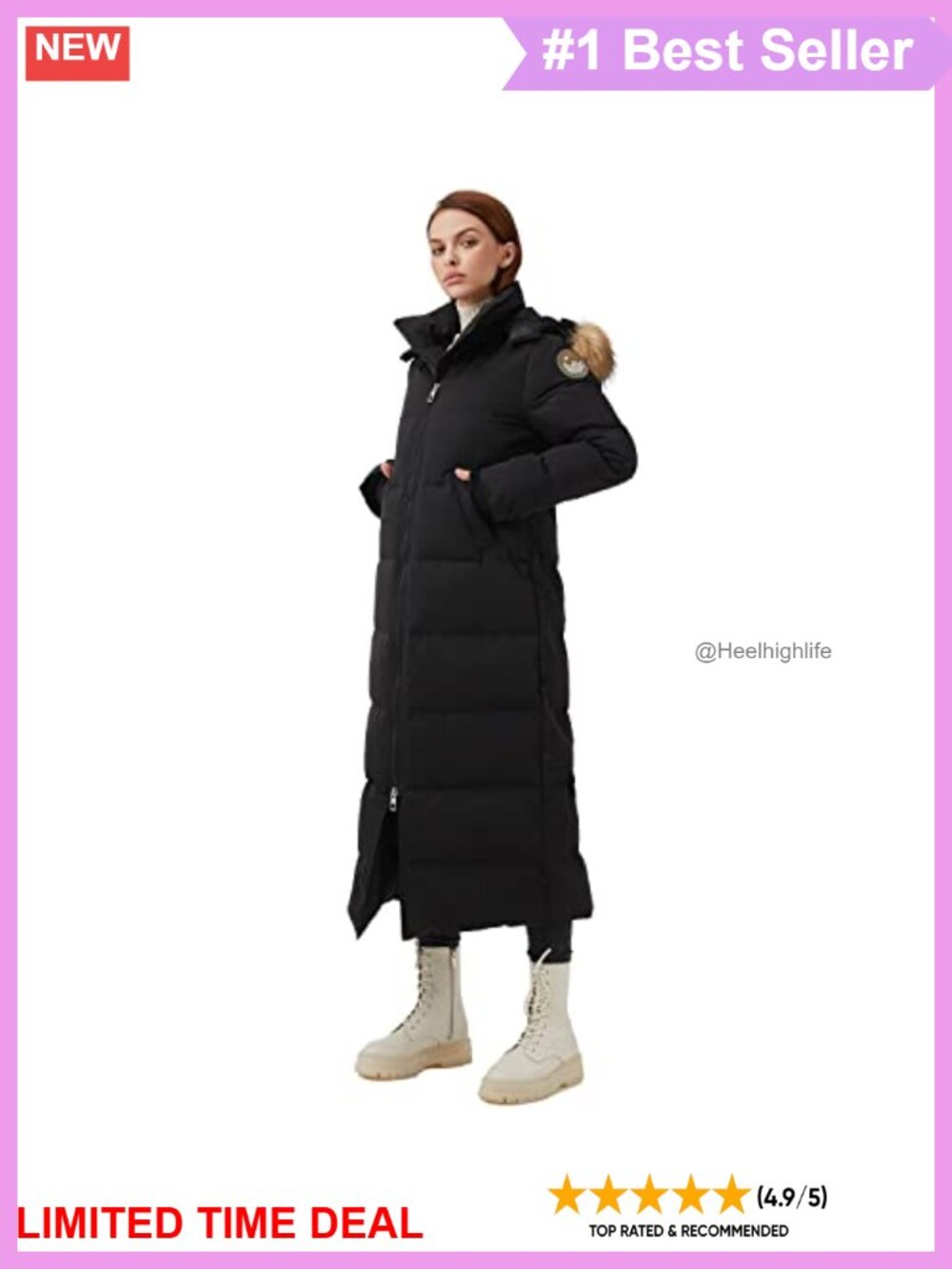 Women's Long Quilted Down Parka Coat 750+ Fill Power Hooded Winter Jacket
